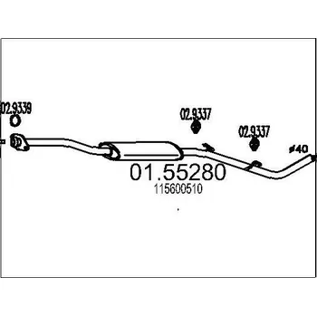 Tlumič výfuku Střední tlumič výfuku MTS 01.55280