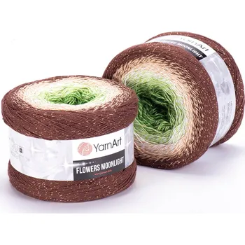 Galanterie Yarn Art Příze Flowers Moonlight 3272 zelená, hnědá, tmavě hnědá