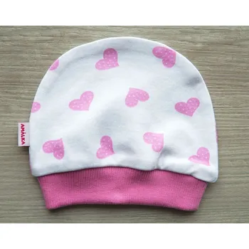 Kojenecké oblečení AMÁLKA Dívčí, bavlněná čepička, srdíčka Velikost: 62-68