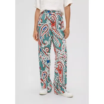 Dámské kalhoty s.Oliver dámské saténové kalhoty se vzorem petrol Velikost: 34