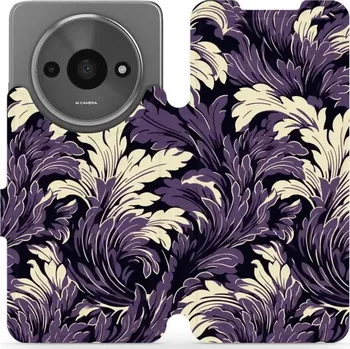 Pouzdro na mobilní telefon Flipové pouzdro Mobiwear - Xiaomi Redmi A3 - VA46S Fialové rostliny (Knížkové flip pouzdro, obal, kryt na mobil Xiaomi Redmi A3 - VA46S Fialové rostliny, materiál Umělá kůže + TPU - ochrana 360°, stojánek, silikonová vanička, magnetické zavírání)