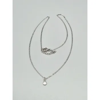 Náhrdelník Ocelový náhrdelník - Drobný kamínek - čirý