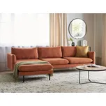 Čalouněná žinylková rohová pohovka pravostranná zlatohnědá moderní sedací souprava nábytek do obývacího pokoje minimalistický styl Beliani