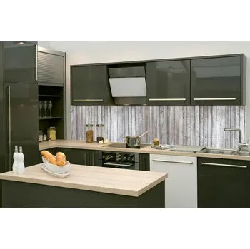 Tapeta DIMEX | Fototapeta do kuchyně Stará vybledlá prkna KI-260-291 | 260 x 60 cm | šedá + Samolepicí fototapeta za kuchyňskou linku DIMEX Stará vybledlá prkna v šíři 260 cm