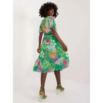 Dámské šaty Dámské šaty s páskem plisované zelené