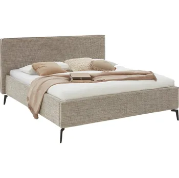 Postel Béžová čalouněná dvoulůžková postel Meise Möbel Riva 180 x 200 cm s úložným prostorem