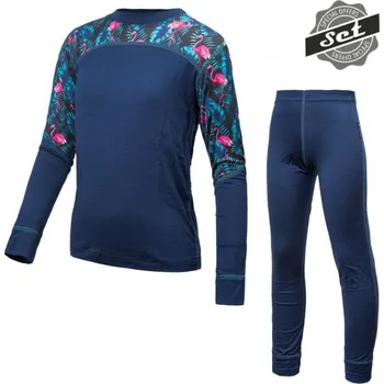 Set dětského termoprádla komplet dětský SENSOR MERINO IMPRESS set deep blue/floral (komplet dětský SENSOR MERINO IMPRESS set deep blue/floral)