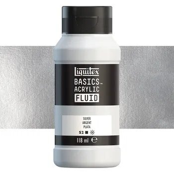 Vodová barva Akrylová barva Liquitex Basics Fluid - Silver Balení: 118 ml
