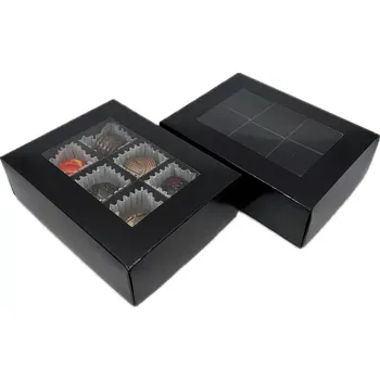 Dárková krabička Elegantní krabička na 6 pralinek černá 14x10,5x4,2 cm