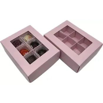 Dárková krabička Elegantní krabička na 6 pralinek růžová 14x10,5x4,2 cm