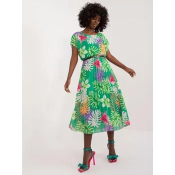 Dámské šaty Dámské šaty s tropickým vzorem midi zelené