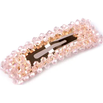 Sponka do vlasů pukačka s broušenými korálky - Růžová