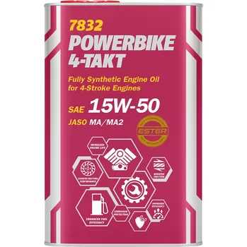 Motorový olej MANNOL 7832 4-T Powerbike 15W50 1L SM, MA/MA2