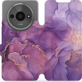 Pouzdro na mobilní telefon Flipové pouzdro Mobiwear - Xiaomi Redmi A3 - VP20S Fialový mramor (Knížkové flip pouzdro, obal, kryt na mobil Xiaomi Redmi A3 - VP20S Fialový mramor, materiál Umělá kůže + TPU - ochrana 360°, stojánek, silikonová vanička, magnetické zavírání)