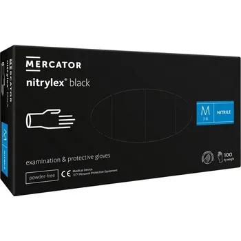 Pracovní rukavice MERCATOR Nitrylex Classic nitrilové rukavice černé 100ks (velikost M)