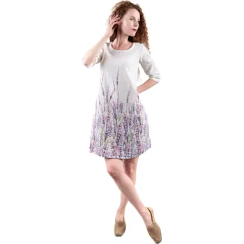 Dámské šaty Lněné 100% Lněné šaty Levandule Velikost: EU 52