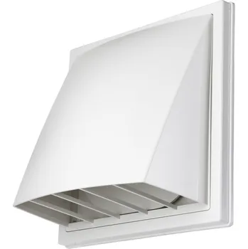 Větrací mřížka Plastová větrací mřížka se stříškou a klapkou Dalap GP 152 BKF ASA , 190x190 mm / Ø 150-160 mm, bílá