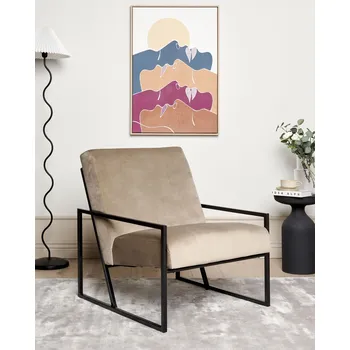 Křeslo Křeslo taupe samet 83 x 69 x 83 cm Opěradlo Područka Černý kovový rám Moderní glamour obývací pokoj Beliani