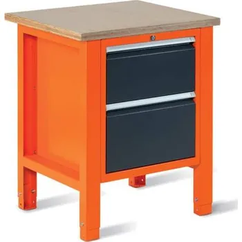 Dílenský stůl Dílenský stůl TECHNO Light, šířka 725 mm, 2 zásuvky, barva oranžová RAL2004/antracit RAL7016.