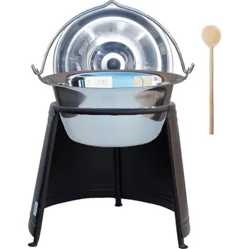 Kempingové nádobí Nerezový kotlík 20 L, tloušťka 1,2 mm + chránič plamene 44 cm