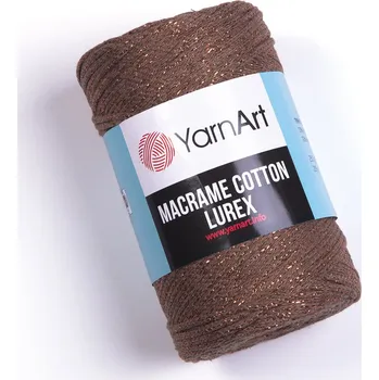 Příze Yarn Art Macrame Cotton Lurex 742 hnědá s měděnou nitkou