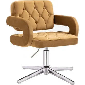 LuxuryForm DESIGN Kosmetická židle ADRIA VELUR na stříbrném kříži - medová