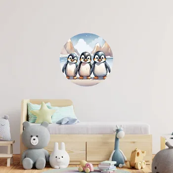 Samolepící dekorace Kruhová samolepka na zeď "Tučňáci" 60cm