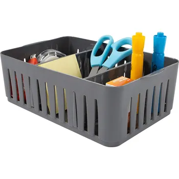 Orion Úložný box, s přepážkami, stohovatelný, šedý, NIKI (3 přepážky), 23 x 16 x 8 cm