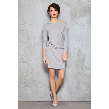 Dámské šaty Šaty s dlouhým rukávem a přední kapsou M041 Barva: Šedá, Velikost: M