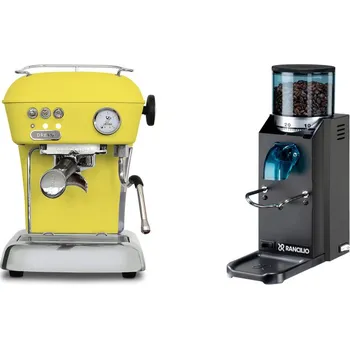 Kávovar Ascaso Dream ONE, Sun Yellow + Rancilio Rocky Doserless, black