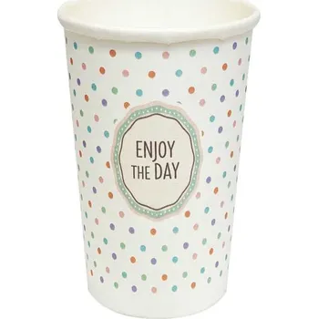 Jednorázové nádobí Kelímek papírový 400 ml, potisk pastel, bílý, 50 ks