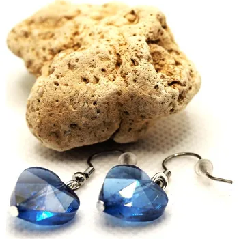 Náušnice Náušnice - srdíčka - modré