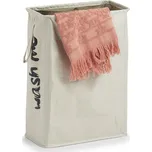 Zeller Present Textilní úzký koš na špinavé prádlo, uzavíratelný, 44l, krémový s nápisem WASH ME