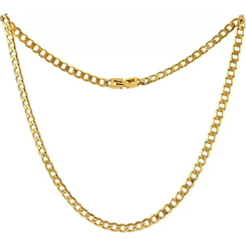 Řetízek Pánský náhrdelník CURB PANCR z chirurgické oceli 6 mm pozlacený 14k zlatem