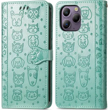 Příslušenství pro tablet VSECHNONAMOBIL 75371 ART ANIMALS Peněženkový obal pro Blackview A96 zelený