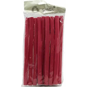 Sibel Flexi Mousse Curlers Short Red 18 cm x 12 mm 12 ks