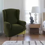 decoDoma napínací potah na křeslo strečový NIAGARA zelená křeslo ušák (š. 70 - 95 cm)