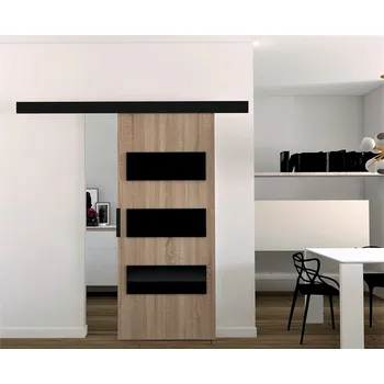 Interiérové dveře Nábytek PEGAS s.r.o. Posuvné dveře STANDART MIX E90, Sonoma/Černá