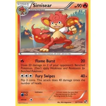 Karetní hra Pokémon BLW 022/114 Simisear - Black & White Stav: Excellent, Verze: NORMAL