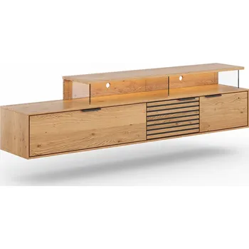 Komoda Závěsná dubová TV komoda s lamelami Tirano, rozměr 52x200x39cm