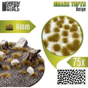 Plastikový model Grass Tufts – samolepící drny béžová tráva, 6mm (75 ks)