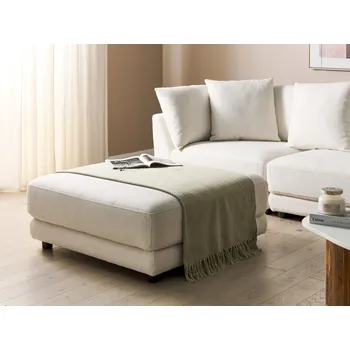 Taburet Čalouněný taburet krémově bílý čtvercový moderní doplněk do obývacího pokoje lenoška podnožka otoman Beliani