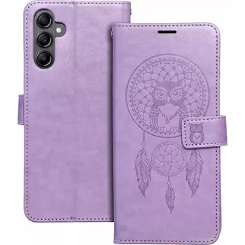 Pouzdro na mobilní telefon Flipové pouzdro Coolcase Mezzo na mobil Samsung Galaxy A25 5G - Fialový lapač snů se sovou (Flip kryt či obal Forcell MEZZO na mobil Samsung Galaxy A25 5G - Fialový lapač snů se sovou)