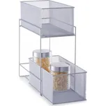 Zeller Present Kovový 2-patrový zásuvkový box, organizér se 2 koši, šedá mřížka, MESH