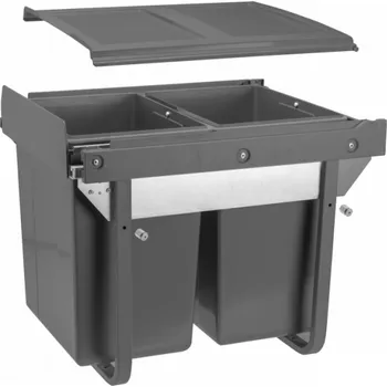 Odpadkový koš Koš na tříděný odpad na pojezdu H45 2x20 l pro skříňky 450 mm, antracitový