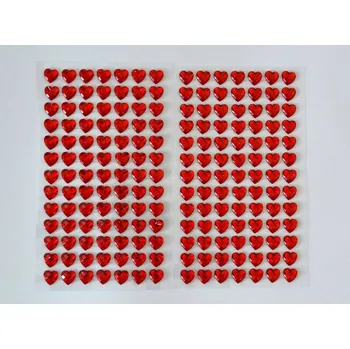 Dětské navlékací korálky Samolepící červené srdce Ø 10 mm - bal. 91 ks