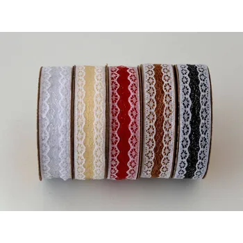 Stuha Stuha s lurexem a krajkou 2,5 cm x 9 m HNĚDÁ