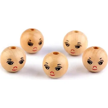 Dětské zboží Dřevěné korálky s obličejem - prům. 22 mm