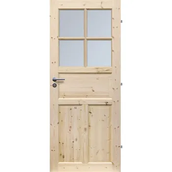 Interiérové dveře RADEX Dveře Londýn 4S borovice, tvrzené mléč. sklo, 60L