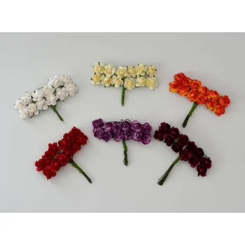 Svatební dekorace Růžička z papíru - 12 ks vínová